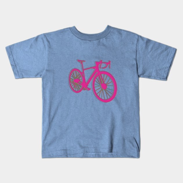 biking pink Kids T-Shirt by Biotree